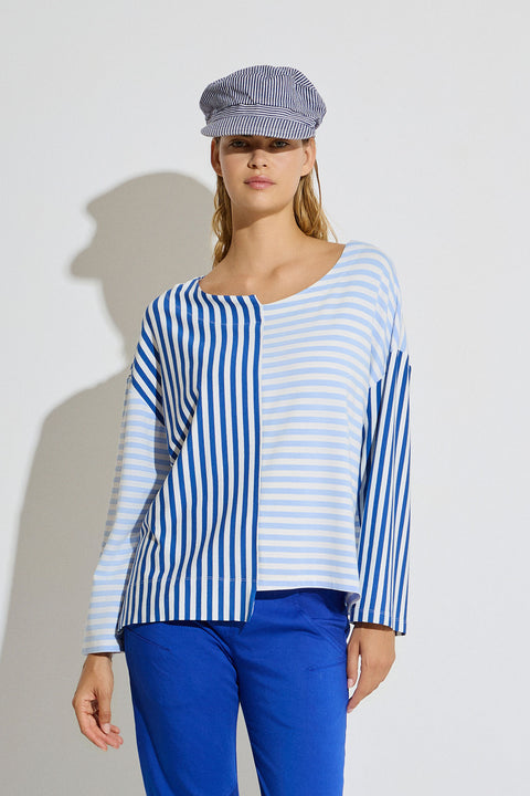 Μπλούζα ριγέ ασύμμετρη