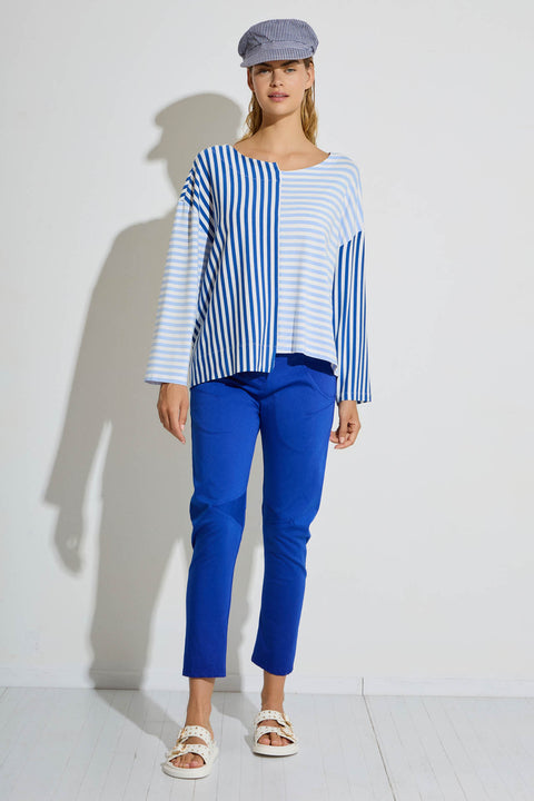 Μπλούζα ριγέ ασύμμετρη