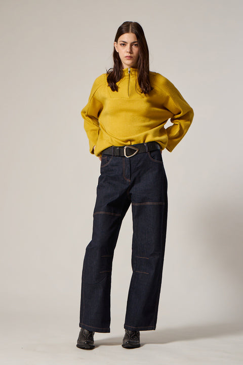 Σχεδιαστικό Denim παντελόνι με ραφές σε χαλαρή γραμμή