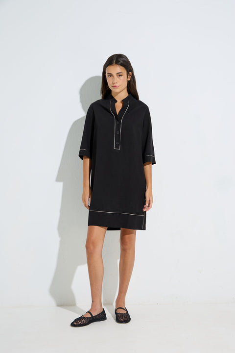 Mini Dress with Contrast Stitching 