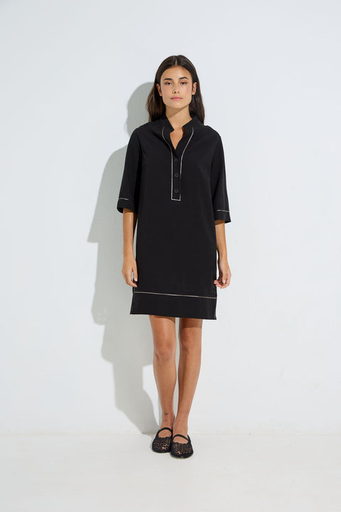 Mini Dress with Contrast Stitching 