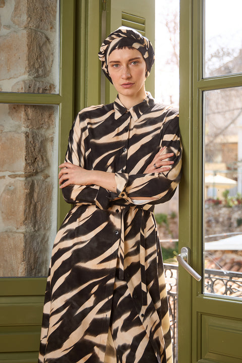 Animal Print Shirt Dress
