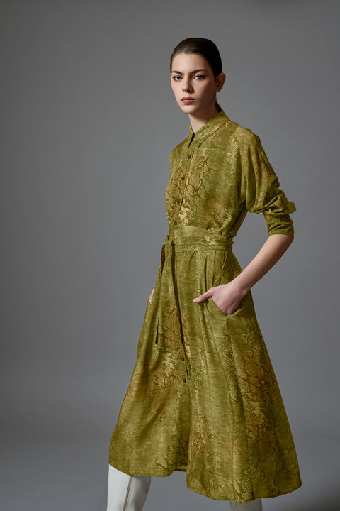 Φόρεμα πουκαμίσα με ζώνη και snake print