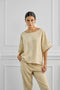 Women's Relaxed-Fit Blouse with Trim and Metallic Fibers