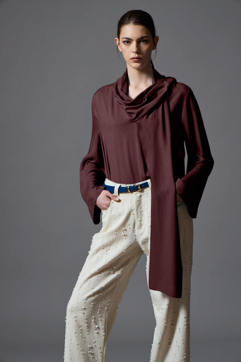 Μπλούζα από Βισκόζη με Μακρύ Φουλάρι