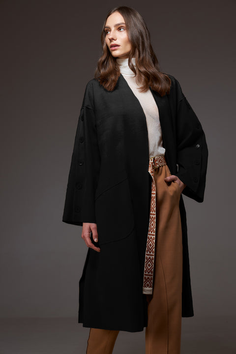 Σχεδιαστικό Παλτό με ιδιαίτερο σχέδιο και κουμπια στα μανίκια