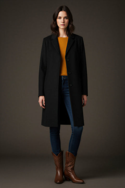 Παλτό κλασικό σε ίσια γραμμή μέχρι το γόνατο