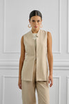 Women's Vest Without Lapel with Cut-Out Details