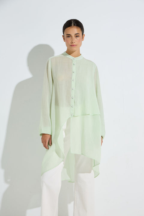 Women's Designer Asymmetrical Shirt with Mao neck
