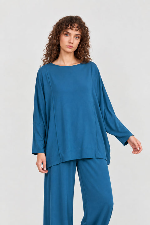 Oversized μπλούζα με ασύμμετρη γραμμή