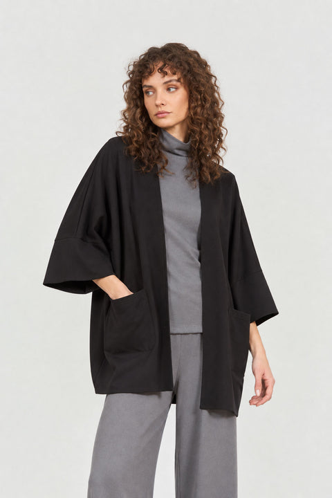 86238266 Oversized μακριά ζακέτα με εξωτερικές τσέπες