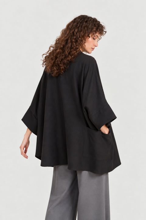 86238266 Oversized μακριά ζακέτα με εξωτερικές τσέπες