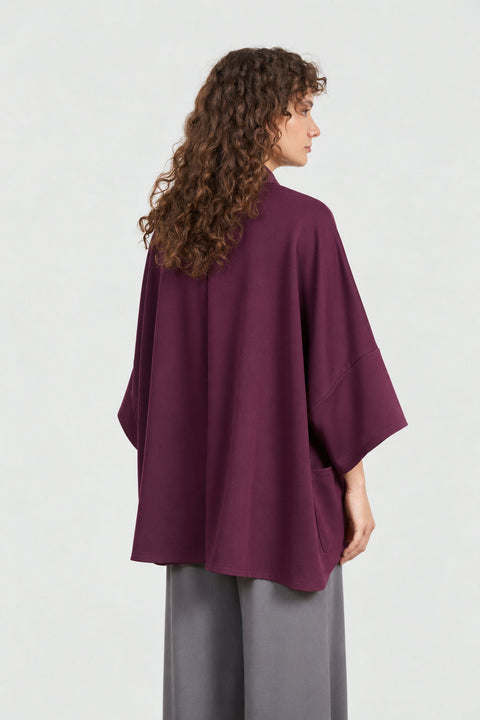 86238266 Oversized μακριά ζακέτα με εξωτερικές τσέπες