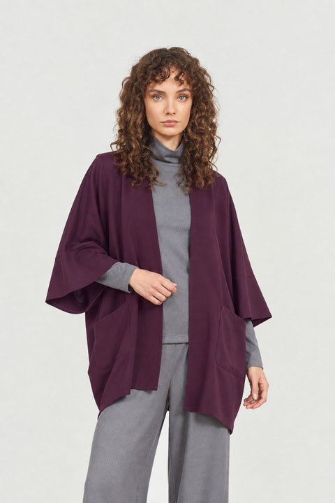 86238266 Oversized μακριά ζακέτα με εξωτερικές τσέπες