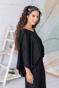 Satin blouse with bat sleeves
