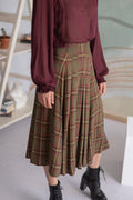 Plaid midi skirt with pleats