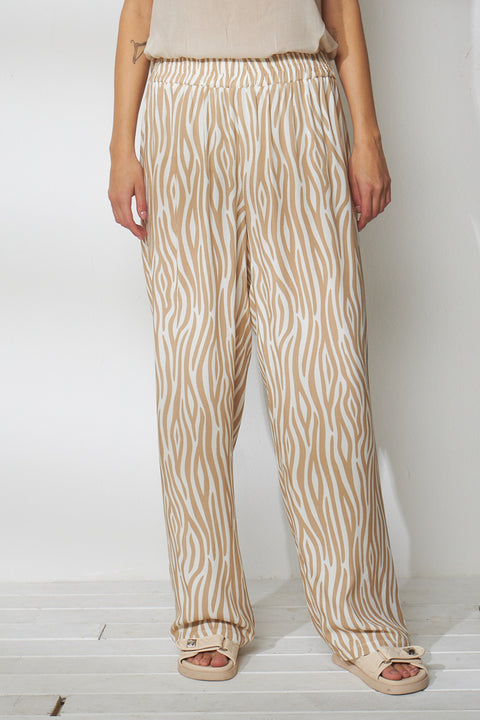 Παντελόνα από βισκόζη σε  χρώμα zebra print Σύνθεση 100% VISCOSE