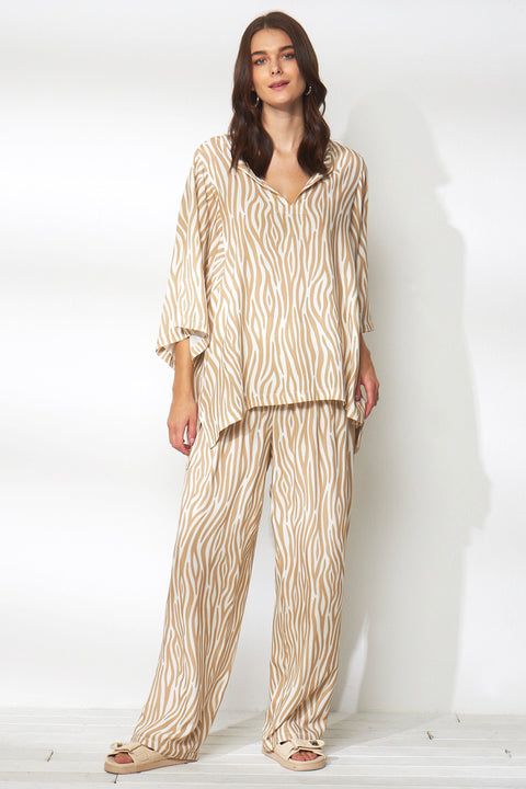 Παντελόνα από βισκόζη σε  χρώμα zebra print Σύνθεση 100% VISCOSE
